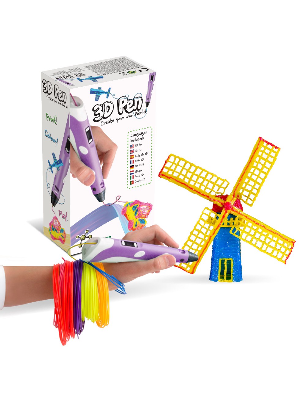Bolígrafo 3D para Niños - Lápiz 3D + 6 Filamentos coloridos
