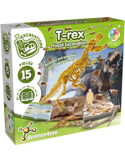 Loza de barro inercia Acrobacia T-Rex Excavaciones Fósiles | Juguete Dinosaurios Niños 6 años | Science4you